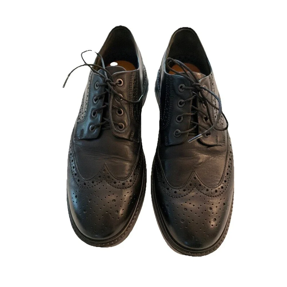Ecco Mens Helsinki 2.0 Black Leather Slip On Brogue Dress Shoes Size 10.5
